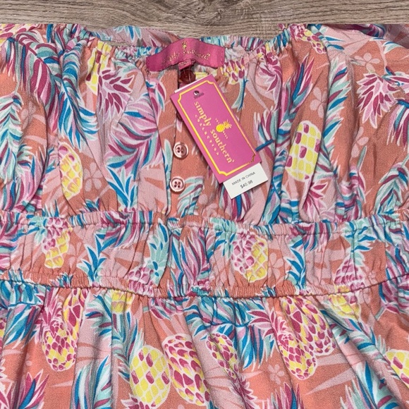 Simply Southern Tie Back Pineapple Print Dress - Size Medium - Picture 5 of 8